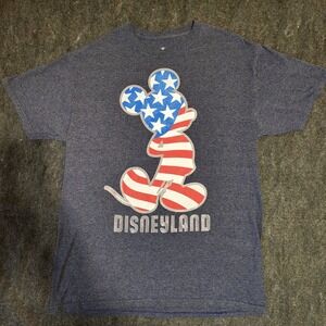 Disney Parks Disneyland Mickey Mouse American Flag Graphic T-Shirt Navy Blue M